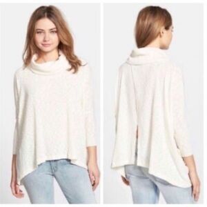 We The Free Free People Split Back Cowl Neck Top Style‎ OB536113 Cream White XS